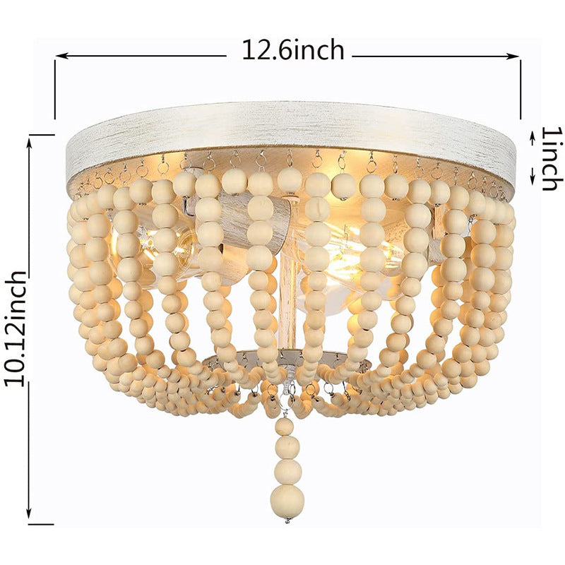 Preventa: Lámpara de cuentas de madera, luz bohemia de estilo granja, roble blanco, 3 luces.