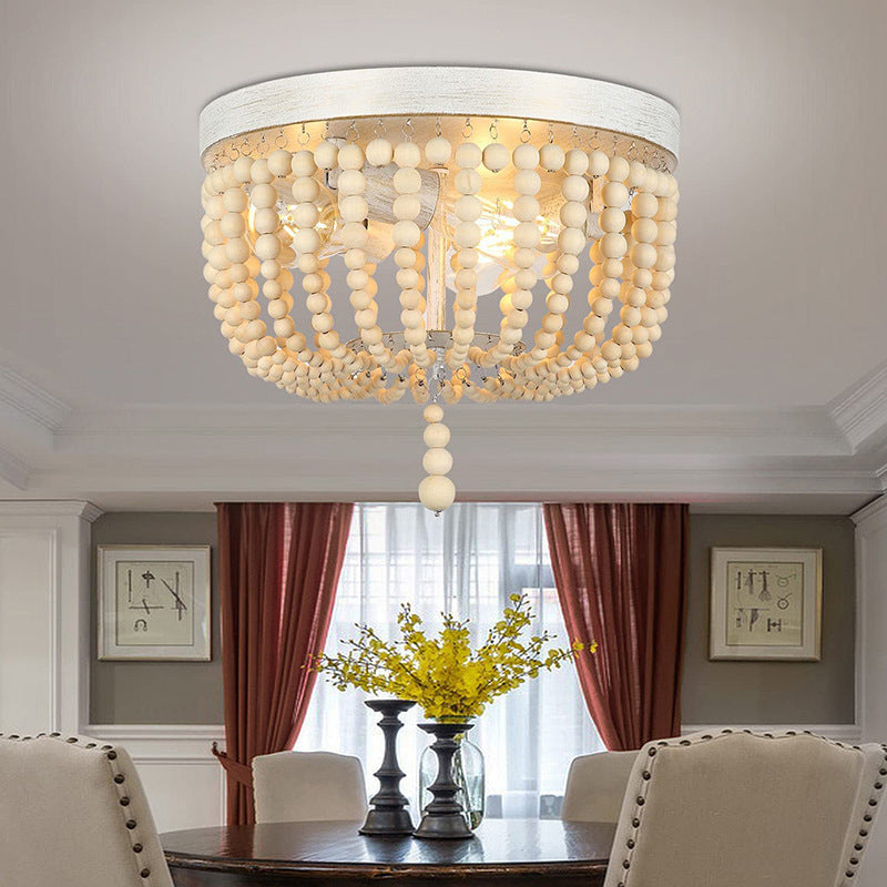 Preventa: Lámpara de cuentas de madera, luz bohemia de estilo granja, roble blanco, 3 luces.