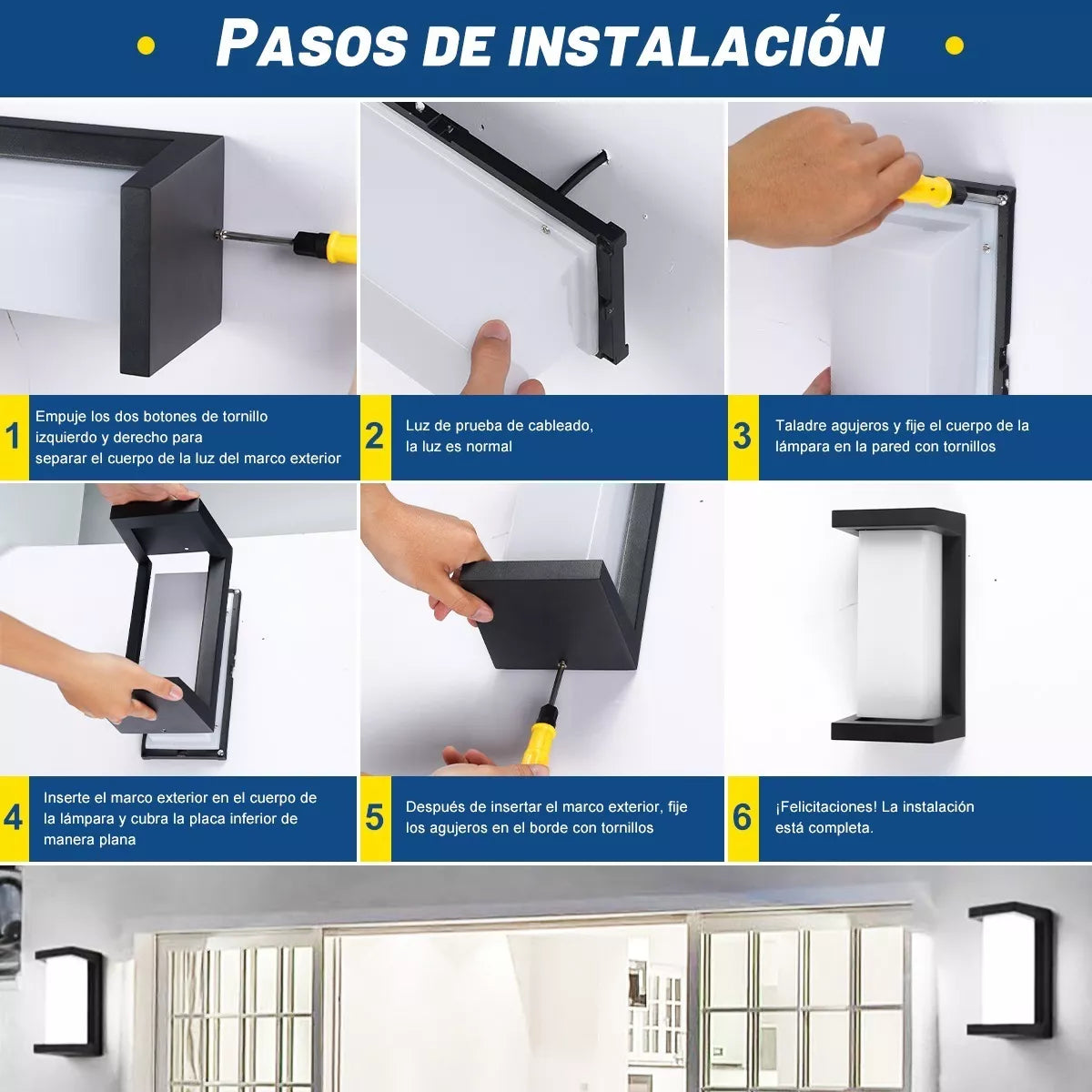 DOPWII Lámpara De Pared Para Interior/exterior 18w Luz Blanca Ip65